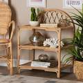 Baxton Studio Redell Modern Bohemian Natural Brown Rattan 3-Tier Display Shelf 207-12687